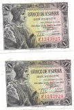 Billetes - EspaÃ±a - Estado EspaÃ±ol (1936 - 1975) - 439 - sc - 1943 - 1 pta - Pareja correlativa - num. ref: E1243924-E1243925
