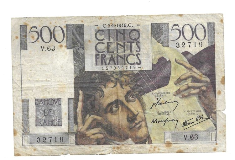 Billetes - Europa - Francia - 120a - bc - 1946 - 500 francos - Num.ref:32719 - Click en la imagen para cerrar