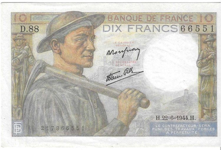Billetes - Europa - Francia - 99 - SC - 1944 - 10 francos - Num.ref: 217866551 - Click en la imagen para cerrar
