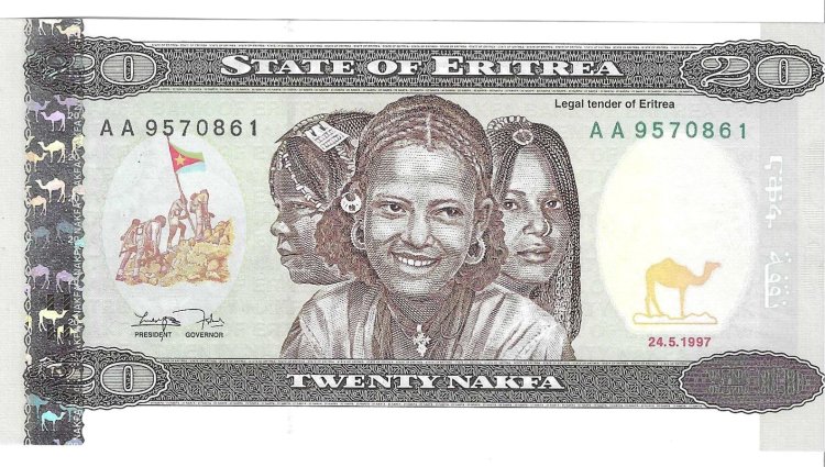 Billetes - Africa - Eritrea - 4 - SC - 1997 - 20 naira - Num.ref: AA9570861 - Click en la imagen para cerrar