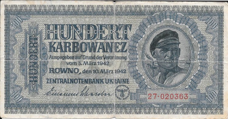 Billetes - Europa - Ucraina - 55 - mbc - 1942 - 100 korb. - num.ref: 27020363 - Ocupacion alemana - Click en la imagen para cerrar
