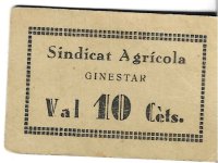 Monedas - Fichas Cooperativas y vales - - Ginestar - Sindicato Agricola - 10 ct