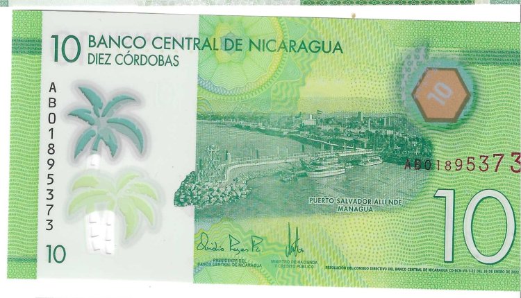 Billetes - America - Nicaragua - 209 - SC - 2022 - 10 cordobas - Num.ref: AB01895373 - Click en la imagen para cerrar