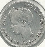 Monedas - España - Alfonso XIII ( 17-V-1886/14-IV) - 43 - Año 1896*9*6 - 50 Cent