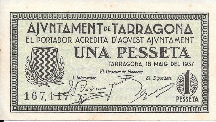 Billetes - EspaÃ±a - II RepÃºblica (1931 - 1939) - Locales - CataluÃ±a - - ebc+ - Tarragona - peseta - Num.ref: 167117 - Click en la imagen para cerrar