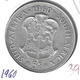 Monedas - Africa - Sudafrica - 55 - 1960 - 5 shilling - plata