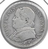 Monedas - Europa - Vaticano - 193.2 - Año 1866 - lira - plata