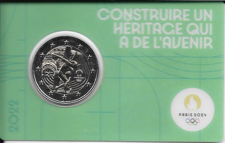 Monedas - Euros - 2€ - Francia - SC - Año 2022 - JJOO Paris 2024 (Verde) - Click en la imagen para cerrar