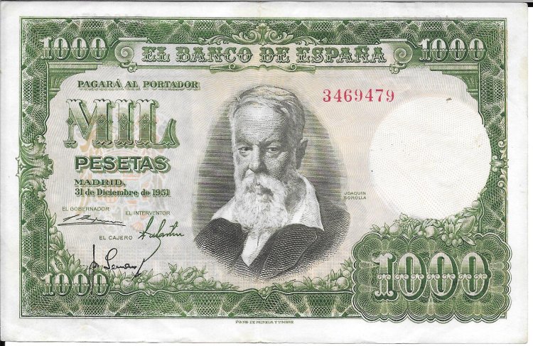 Billetes - EspaÃ±a - Estado EspaÃ±ol (1936 - 1975) - 1000 ptas - 515 - mbc+ - 1951 - Num.ref: 3469479 - Click en la imagen para cerrar