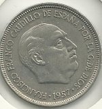 Monedas - España - Estado Español (18-VII-1936 / 20 - 005 pesetas - 323 - Año 1957*74