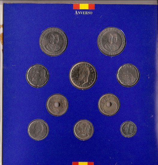 España - Juan Carlos I (pesetas) - Estuches oficiales - Año 1992 - colección anual - Click en la imagen para cerrar