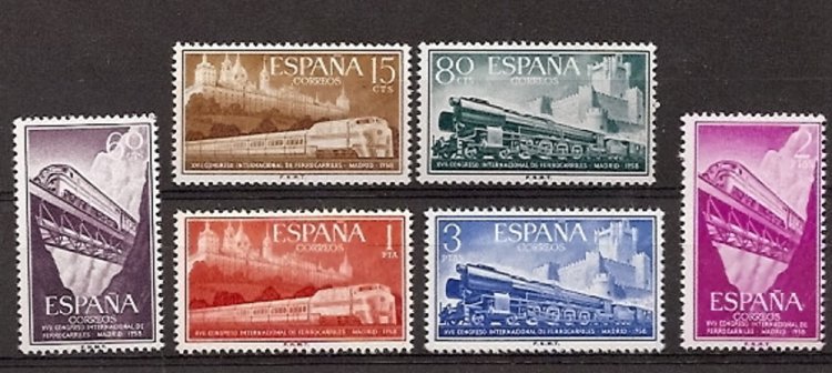 Sellos - Países - España - 2º Cent. (Series Completas) - Estado Español - 1958 - 1232/37 - ** - Click en la imagen para cerrar