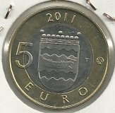 5€ - Finlandia - Año 2011 - Escudo con barca