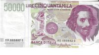 Billetes - Europa - Italia - 116 - MBC - 1992 - 50000 liras - Num.ef: RD889882G