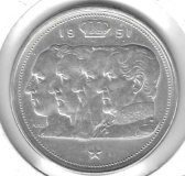 Monedas - Europa - Belgica - 139.1 - 1951 - 100 francos - plata