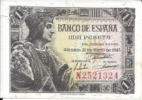 Billetes - EspaÃ±a - Estado EspaÃ±ol (1936 - 1975) - 439 - ebc - 1943 - 1 pta - num. ref: N2521324