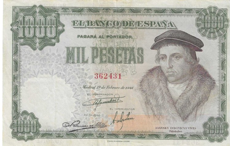 Billetes - EspaÃ±a - Estado EspaÃ±ol (1936 - 1975) - 1000 ptas - 513 - MBC+ - 1946 - Num.ref: 362431 - Click en la imagen para cerrar