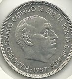 Monedas - España - Estado Español (18-VII-1936 / 20 - 005 pesetas - 324 - Año 1957*75