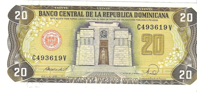 Billetes - America - Rep. Dominicana - 120C - EBC - 1988 - 20 pesos - Num.ref: C493619V - Click en la imagen para cerrar