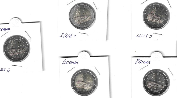 Monedas - Euros - 2€ - Alemania - SC - 2026 - Bremen - Conjunto 5 monedas - Click en la imagen para cerrar