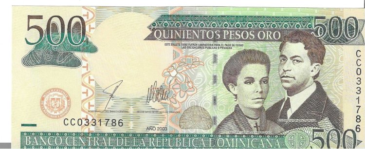 Billetes - America - Rep. Dominicana - 172B - SC - 2003 - 500 pesos - Num.ref: CC0331786 - Click en la imagen para cerrar