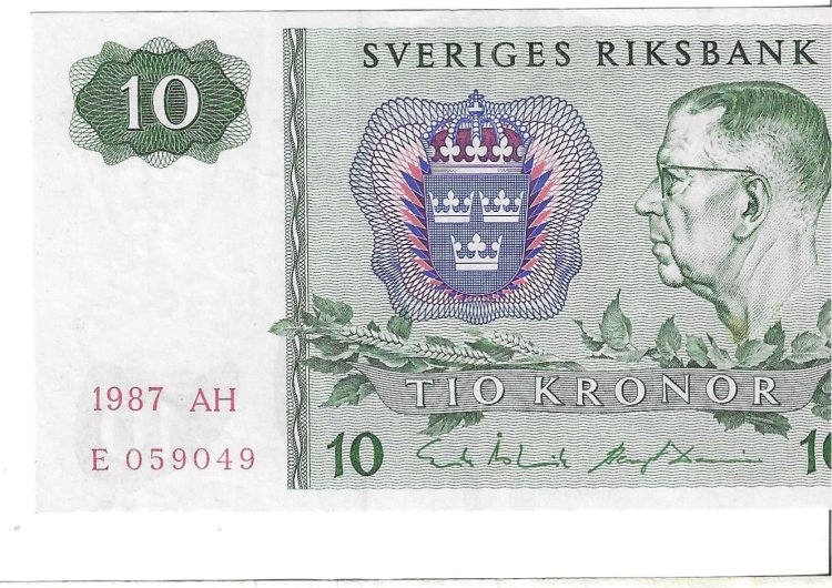 Billetes - Europa - Suecia - 52 - MBC - 1987 - 10 coronas - Num.ref: E059049 - Click en la imagen para cerrar