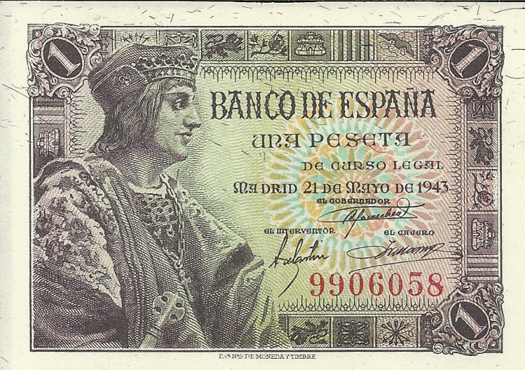 Billetes - España - Estado Español (1936 - 1975) - 1 ptas - 439 - sc - 21/5/1943 - ref. 9906058 - Click en la imagen para cerrar