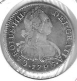 Monedas - EspaÃ±a - Carlos IV (1788 - 1808) - 573 - 1793 - 2 real - plata - Lima