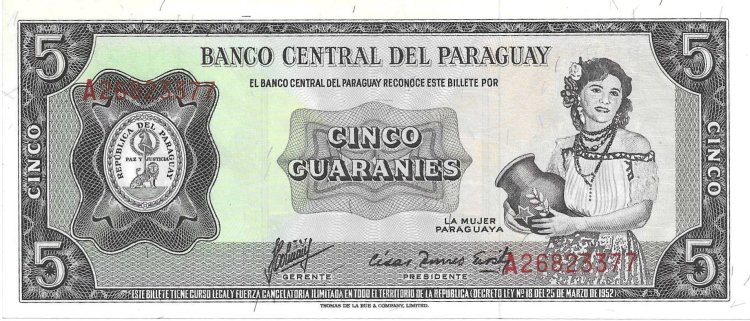 Billetes - America - Paraguay - 195 - S/C - 5 Guaranies - num ref:A26823377 - Click en la imagen para cerrar