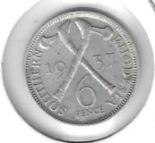 Monedas - Europa - Gran BretaÃ±a (Rhodesia del sur) - - 1937 - 6 pence - plata