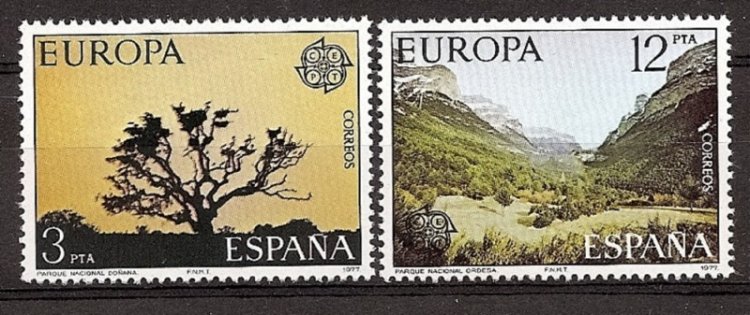Sellos - Países - España - 2º Cent. (Series Completas) - Juan Carlos I - 1977 - 2413/14 - ** - Click en la imagen para cerrar