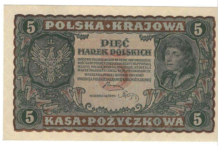 Billetes - Europa - Polonia - 24 - SC - 1919 - 5 marek - Num.ref: 716030 - Click en la imagen para cerrar