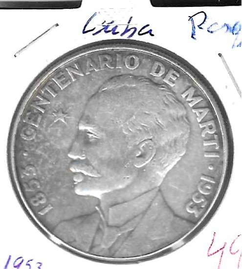 Monedas - America - Cuba - 29 - 1953 - peso - plata - Click en la imagen para cerrar