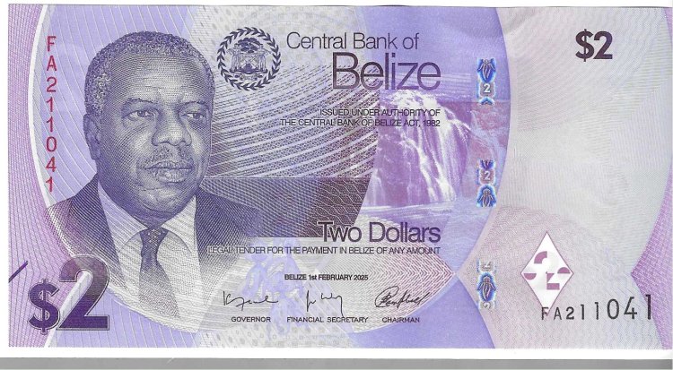 Billetes - America - Belize - 73 - SC - 2025 - 2 dolares - Num.ref: FA211041 - Click en la imagen para cerrar