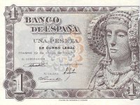 Billetes - EspaÃ±a - Estado EspaÃ±ol (1936 - 1975) - 1 ptas - 442 - SC - 1958 - Num.ref: 05836321 sin serie