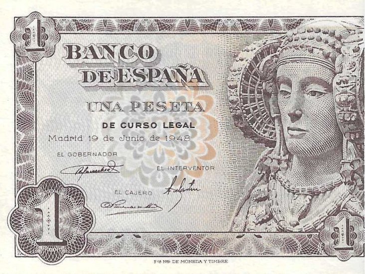 Billetes - EspaÃ±a - Estado EspaÃ±ol (1936 - 1975) - 1 ptas - 442 - SC - 1958 - Num.ref: 05836321 sin serie - Click en la imagen para cerrar