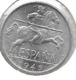 Monedas - EspaÃ±a - Estado EspaÃ±ol (1936 / 1975) - 0.10 pesetas - 244 - 1945 - ebc - 10 cent