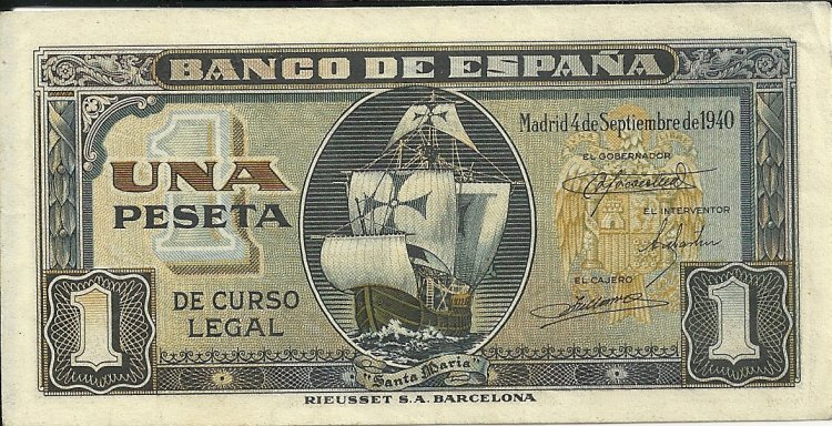 Billetes - España - Estado Español (1936 - 1975) - 1 ptas - 437 - ebc - 4/9/1940 - ref. G4829183 - Click en la imagen para cerrar