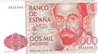Billetes - EspaÃ±a - Juan Carlos I (1975 - 2014) - 2000 ptas - 521 - EBC+ - 1980 - Num.ref: 8651884 sin serie