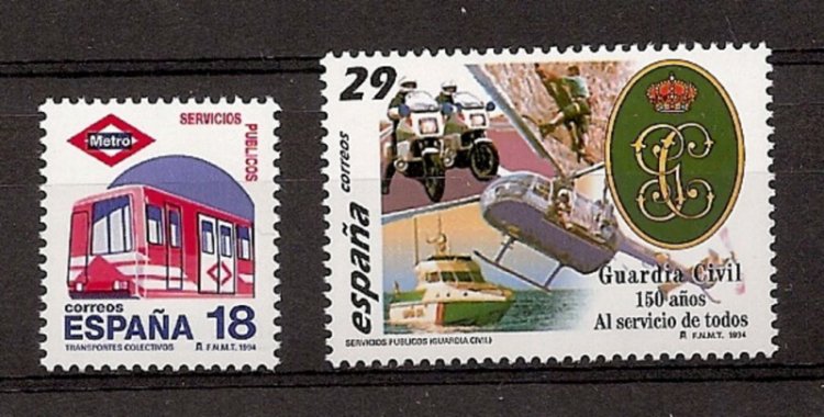 Sellos - Países - España - 2º Cent. (Series Completas) - Juan Carlos I - 1994 - 3322/23 - ** - Click en la imagen para cerrar