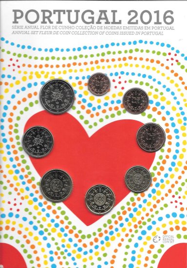 Monedas - Euros - Colecci&oacute;n en tiras - Portugal - A&ntilde;o 2016 - Serie Anual - FDC - Click en la imagen para cerrar