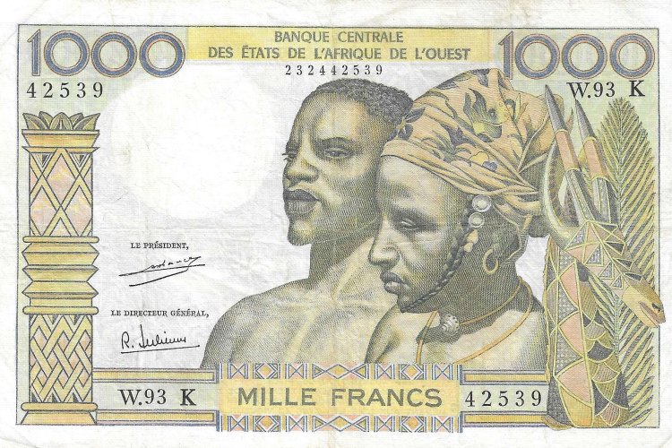Billetes - Africa - Estados Africa del Oeste - 703i - MBC+ - 1954 - 1000 francos - Senegal - Num.ref: W93K - Click en la imagen para cerrar