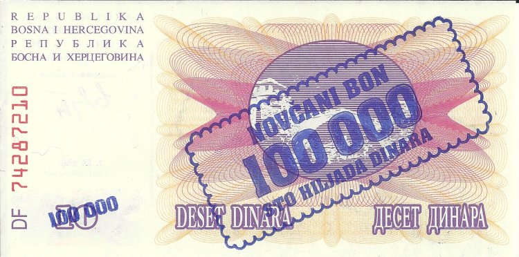Billetes - Europa - Bosnia - 034 - sc - Año 1993 - 100000 dinara - Click en la imagen para cerrar