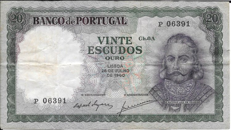 Billetes - Europa - Portugal - 163 - MBC - 1960 - 20 Escudos - num ref:P06391 - Click en la imagen para cerrar