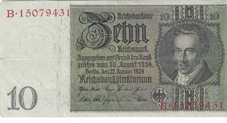 Billetes - Europa - Alemania - 180 - BC+ - 1929 - 10 marcos - con rotura - Num.ref: B15079431 - Click en la imagen para cerrar