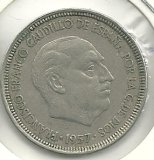Monedas - España - Estado Español (18-VII-1936 / 20 - 005 pesetas - 313 - Año 1957*64