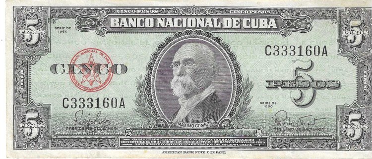 Billetes - America - Cuba - 91 - MBC - 1960 - 5 Pesos - Num.ref: C333160A - Click en la imagen para cerrar