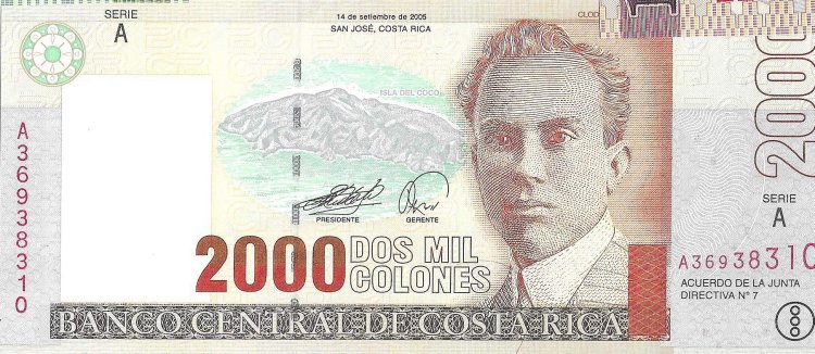 Billetes - America - Costa Rica - 265 - SC - 2005 - 2000 colones - Num.ref: A36938310 - Click en la imagen para cerrar