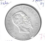 Monedas - Europa - Italia - 8.4 - 1876R -5 liras - plata