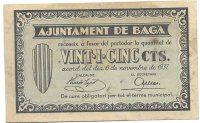 Billetes - EspaÃ±a - II RepÃºblica (1931 - 1939) - Locales - CataluÃ±a - 261 - EBC- - 1937 - Baga - 50 Cts - num ref:7890